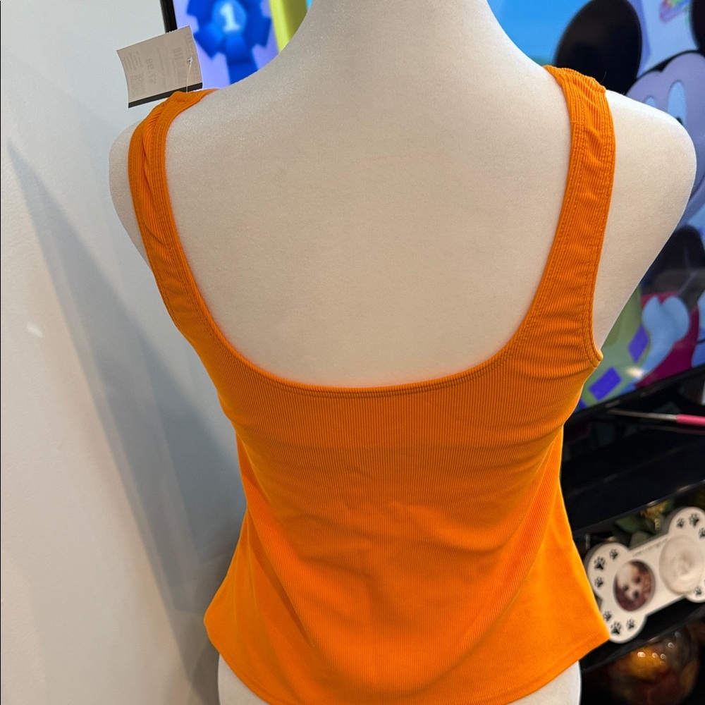 Orange Ribbed bathing suit Top - Picture 4 of 6